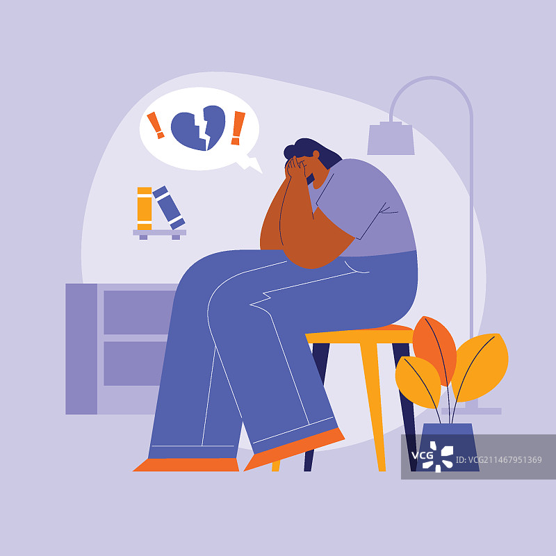 扁平风格创伤后应激障碍插画图片素材