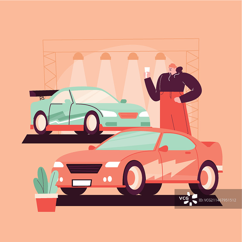 扁平风格车展插画图片素材