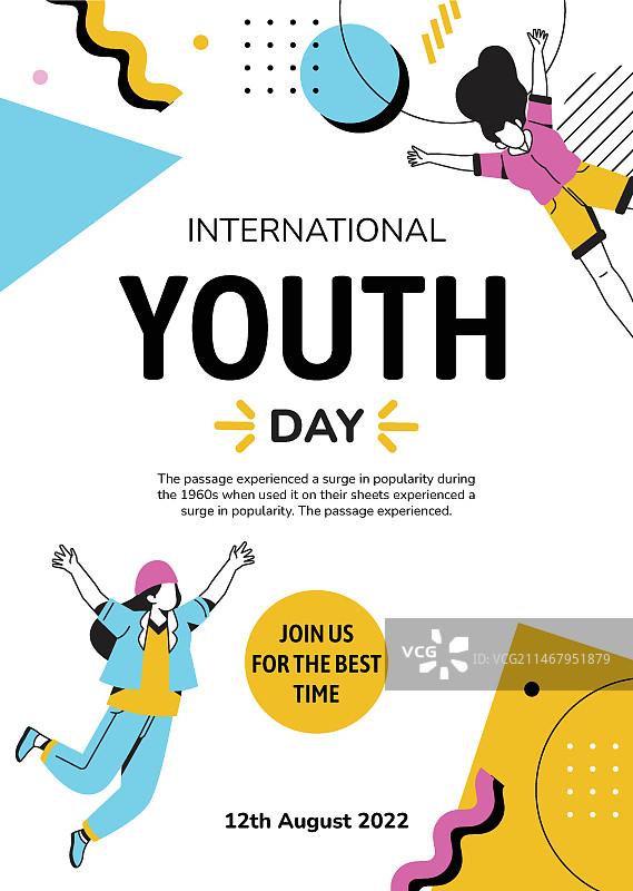 扁平风格国际青年节海报模板图片素材