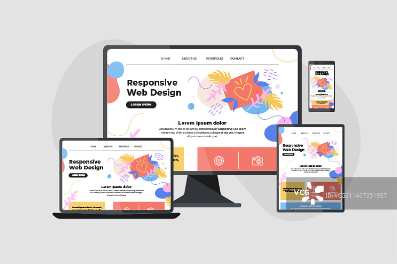 扁平风格响应式网站设计图片素材