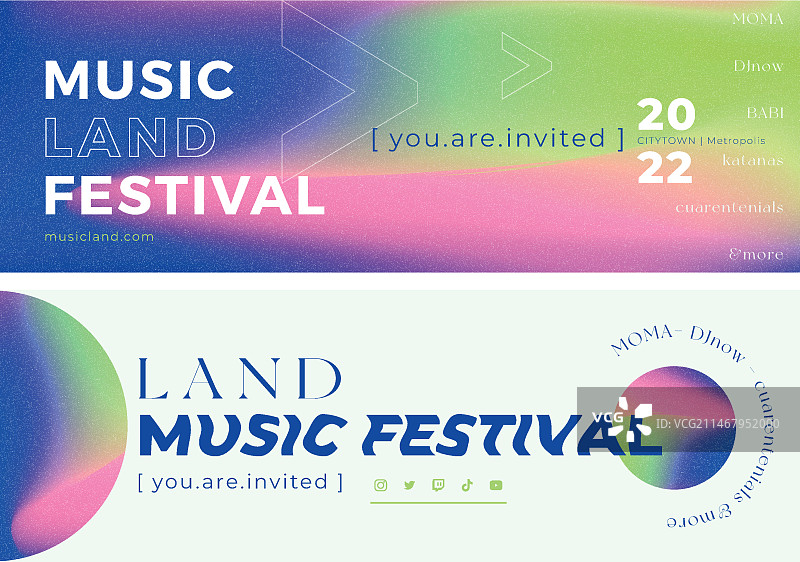 彩色渐变音乐节横幅图片素材