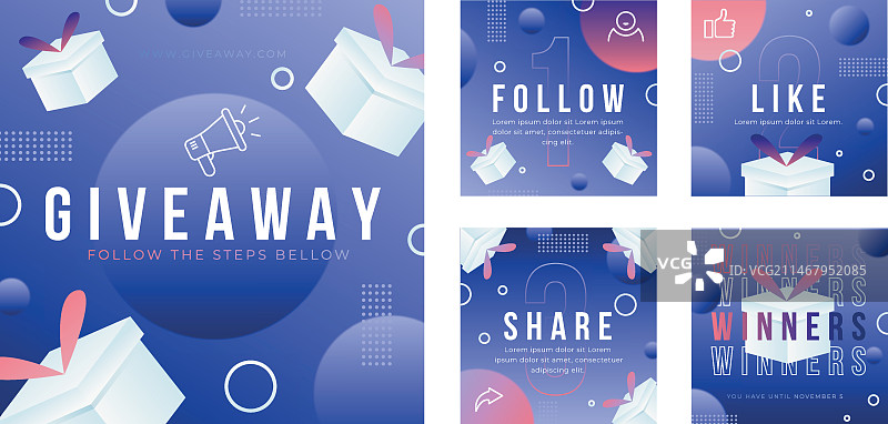 渐变Instagram赠品帖子模板图片素材