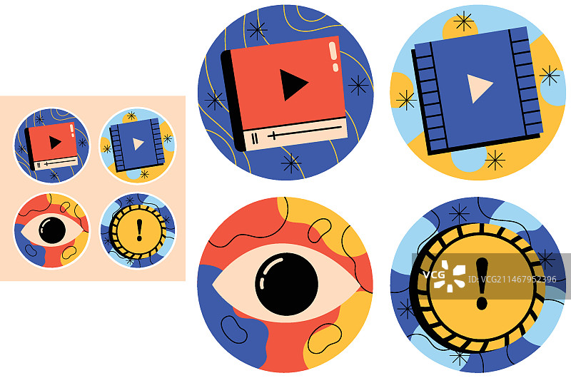 手绘简约手机App贴纸套装图片素材