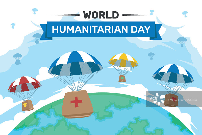 世界人道主义日扁平插画图片素材
