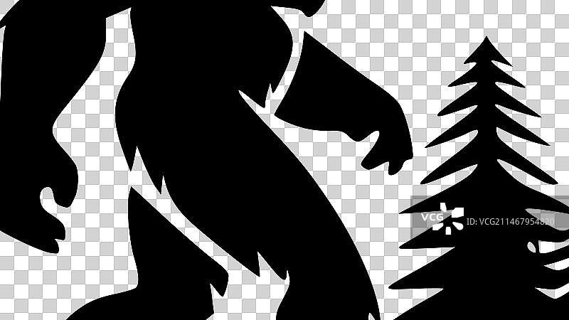 大脚怪（黑白）图片素材