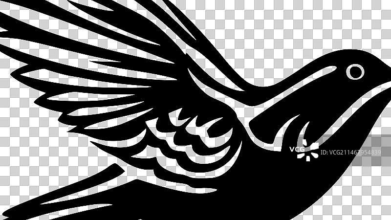 鸟 - 黑白隔离图标图片素材