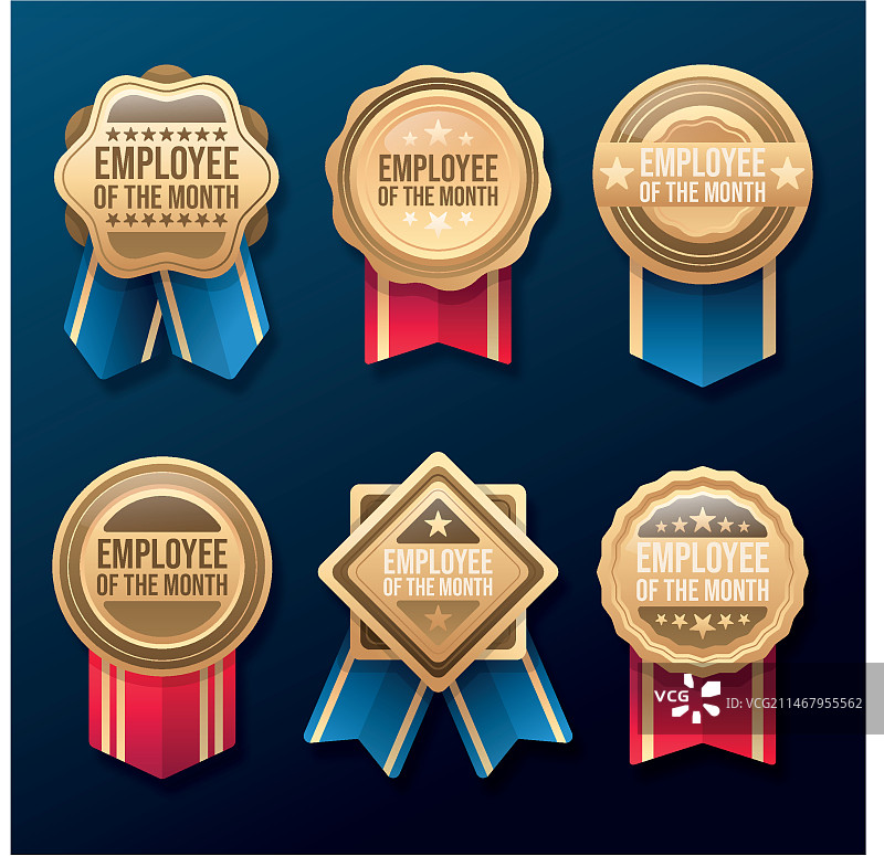 渐变色每月最佳员工徽章图片素材