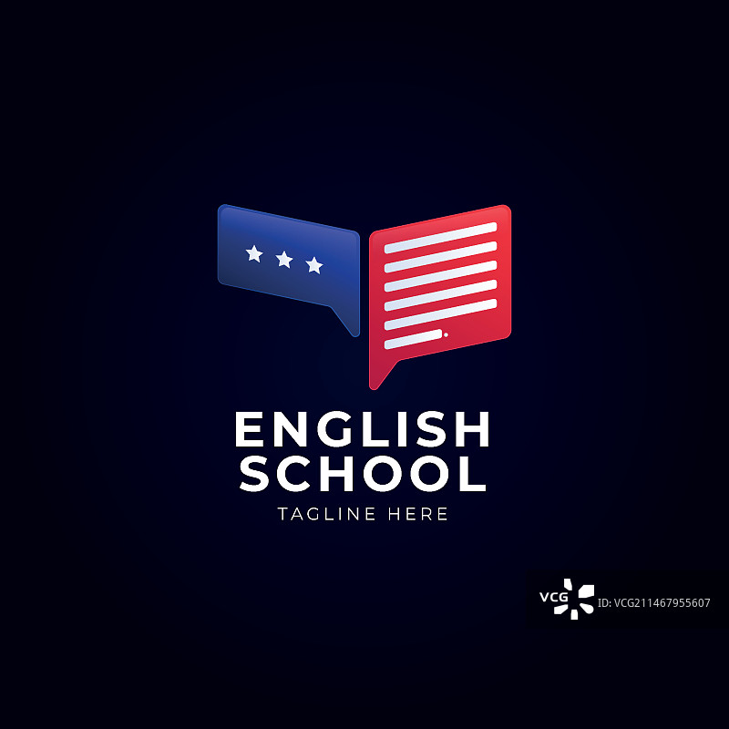 渐变风格英语学校徽标设计图片素材