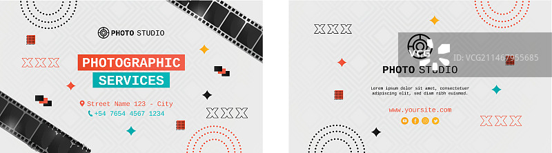 渐变摄影工作室横版名片图片素材