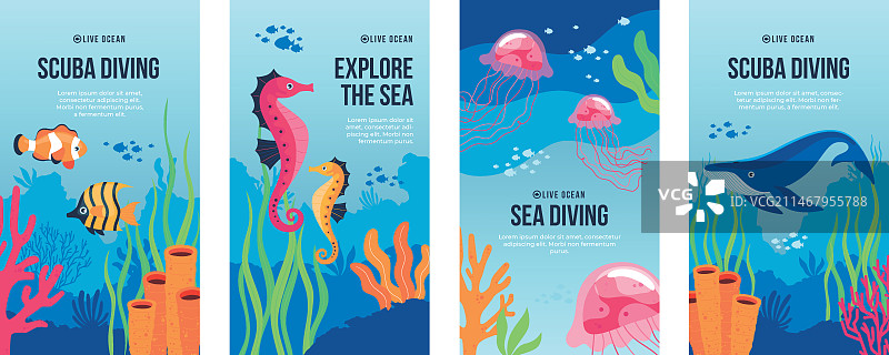 手绘潜水Instagram快拍图片素材