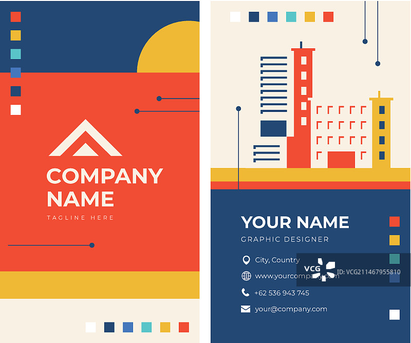 极简建筑项目竖版名片图片素材