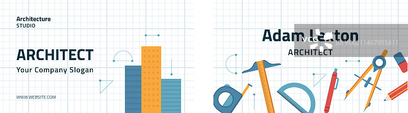 扁平风格建筑项目横版名片图片素材