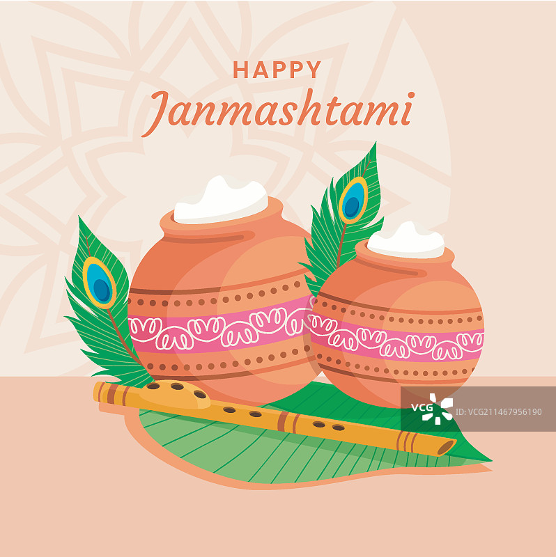 扁平风克里希纳诞辰背景图片素材