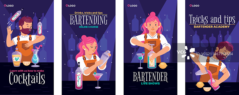 扁平风格调酒师Instagram快拍合集图片素材