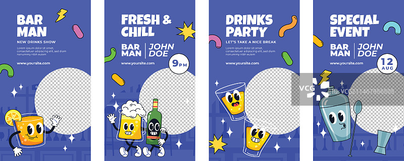 扁平风格调酒师Instagram快拍合集图片素材