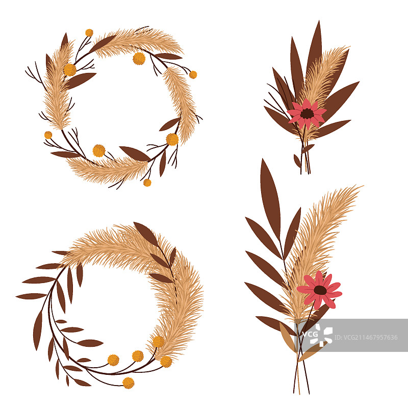 扁平风格的蒲苇海报设计图片素材