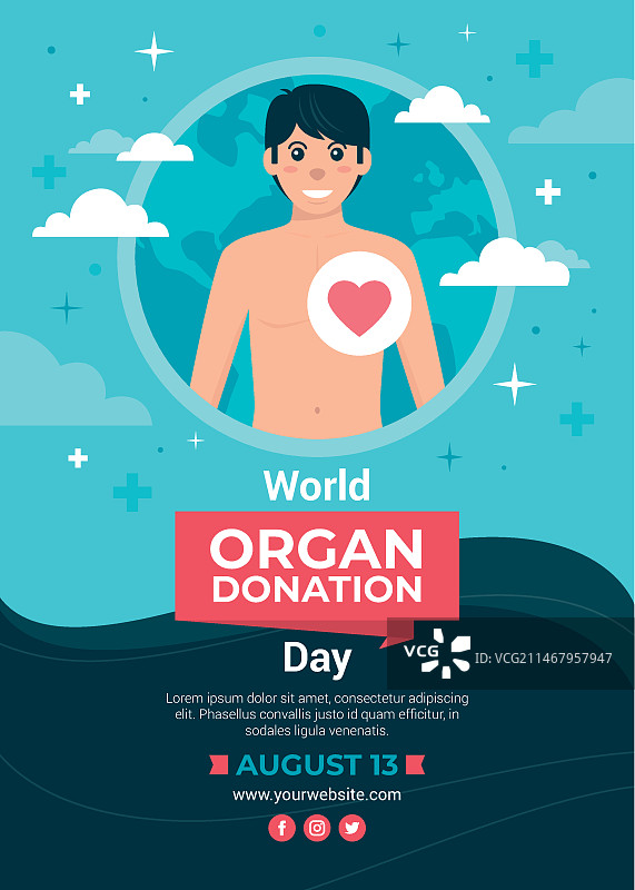 扁平世界器官捐献日竖版海报模板图片素材