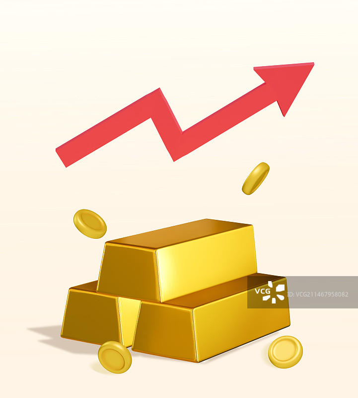金价上涨金融3D插画图片素材