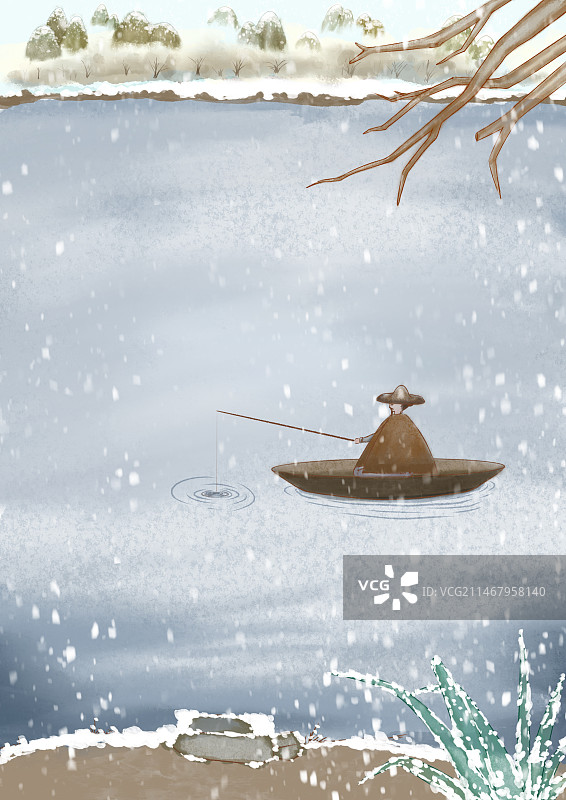 大雪节气二十四节气国风插画图片素材