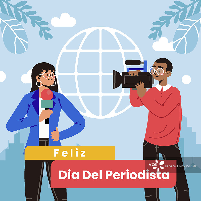 扁平风格记者节插画图片素材