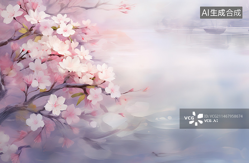 【AI数字艺术】春天盛开的粉色杏花图片素材