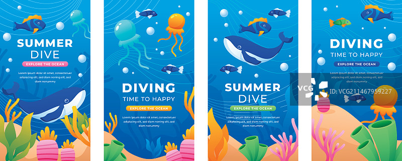 渐变色潜水活动Instagram快拍图片素材