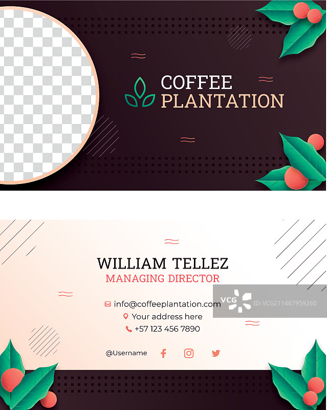 咖啡种植园横版名片图片素材