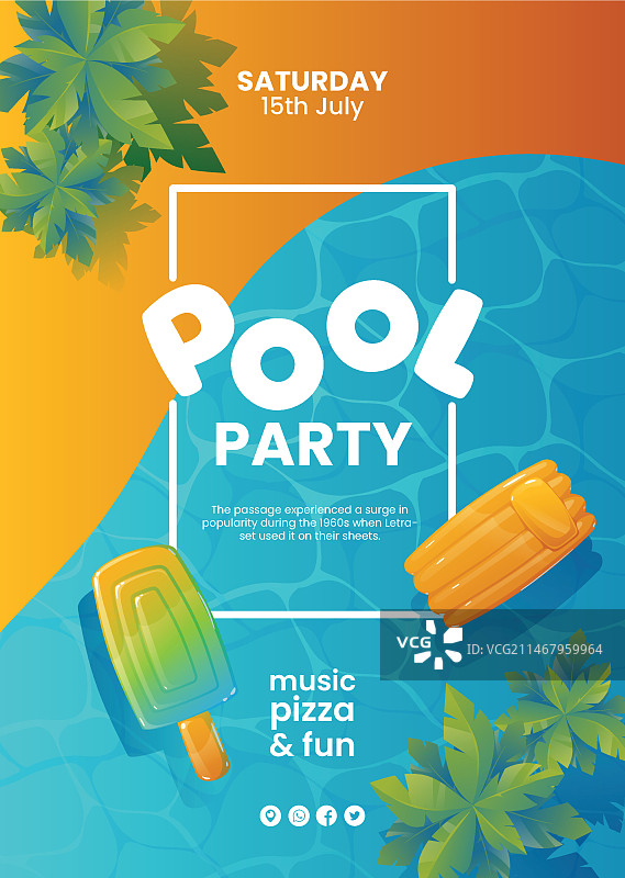 逼真泳池派对海报模板图片素材