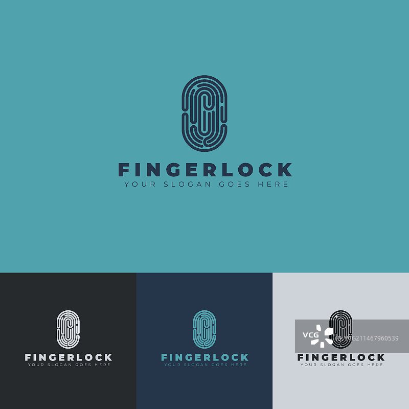 扁平风格指纹Logo设计模板图片素材