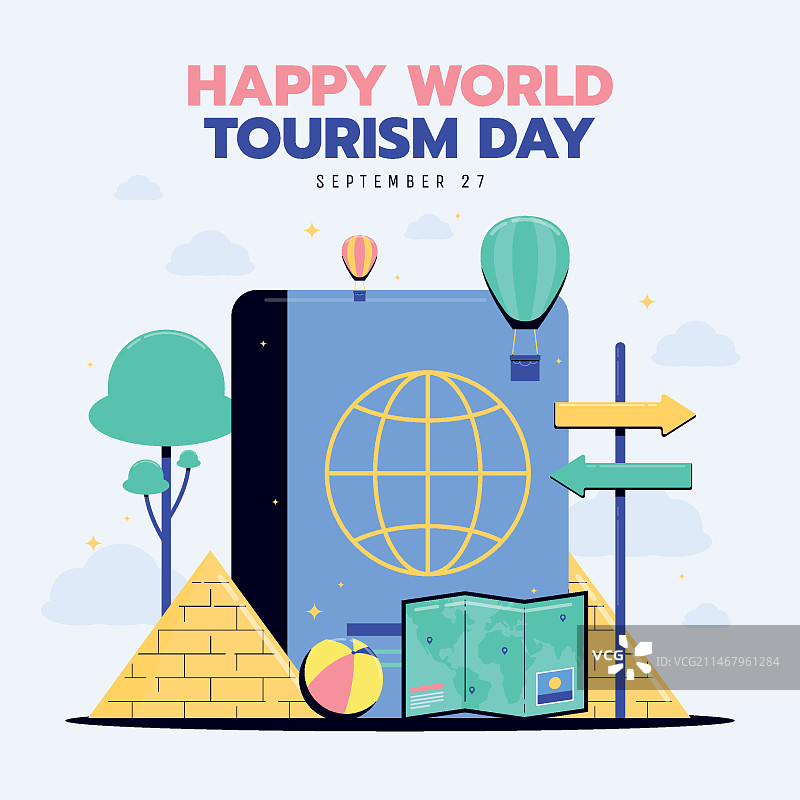 世界旅游日扁平插画图片素材