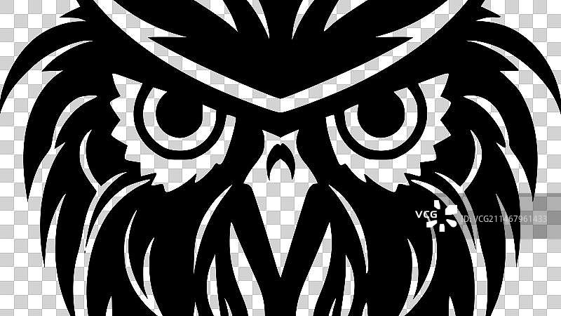 猫头鹰-黑色和白色孤立的图标图片素材