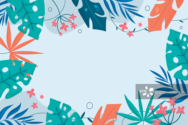 手绘扁平夏季热带背景图片素材