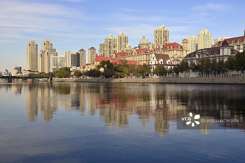 天津海河畔城市天际线建筑风光图片素材