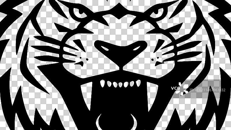 老虎-黑白相间的孤立图标图片素材
