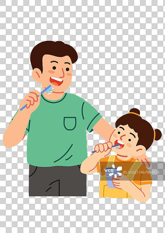 预防蛀牙 家长教孩子刷牙 牙齿图片素材