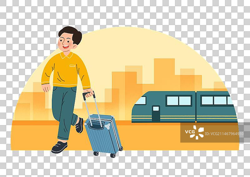 一个人拉着行李箱行走走出车站图片素材