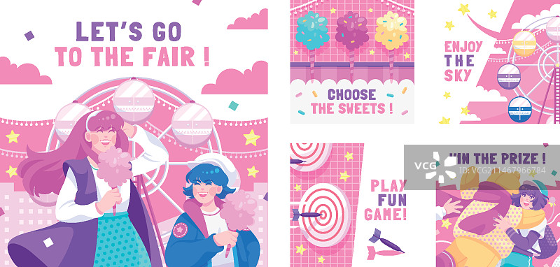 手绘游乐园Instagram帖子图片素材