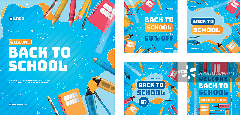 逼真的返校季Instagram帖子合集图片素材