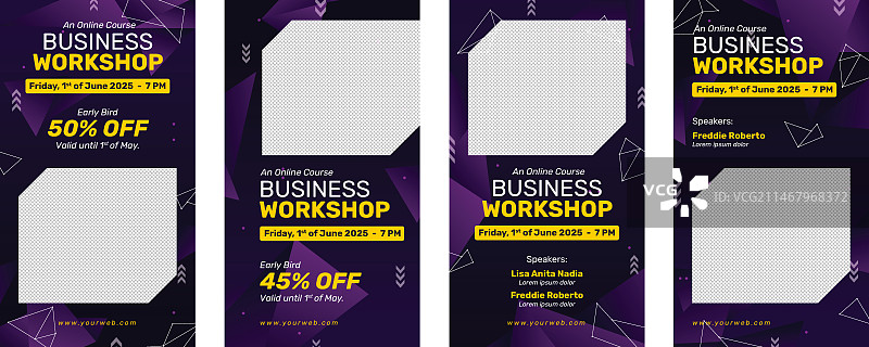 渐变商务研讨会Instagram快拍合集图片素材