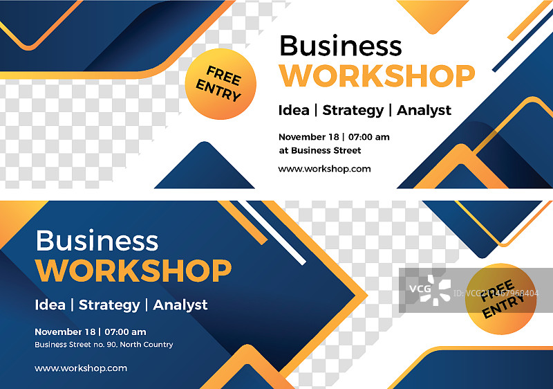 渐变商务研讨会横幅套装图片素材