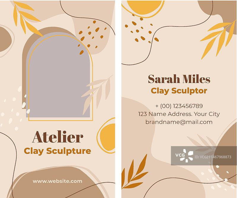 扁平工作区工作室竖版名片模板图片素材