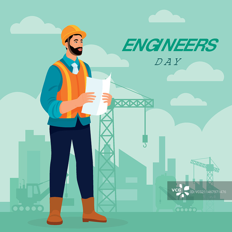 工程师节手绘扁平插画图片素材