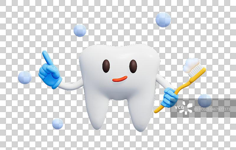 牙齿牙科卡通形象医疗3D可爱插画元素图片素材