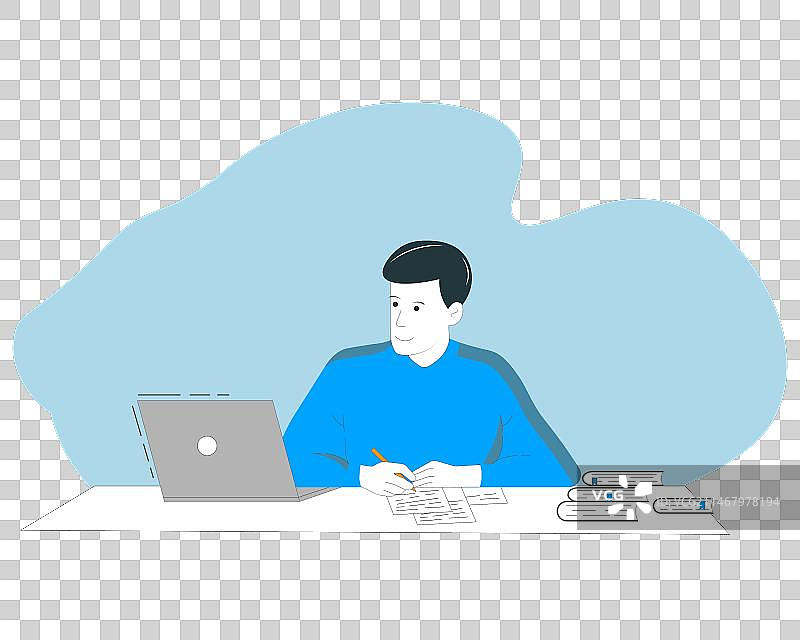 男孩学习的在线教育着陆页图片素材