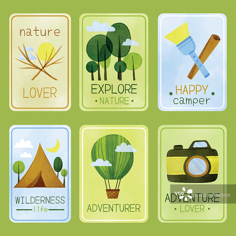 水彩冒险徽章图片素材