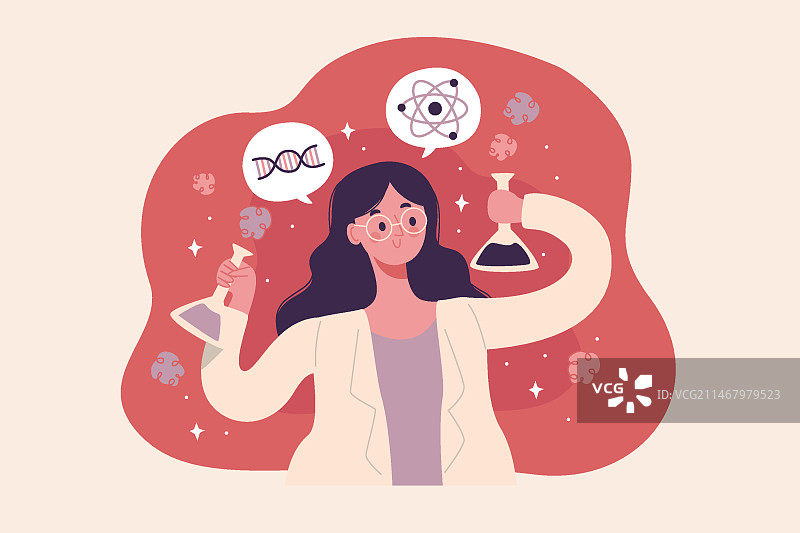 彩色女性科学家插画图片素材