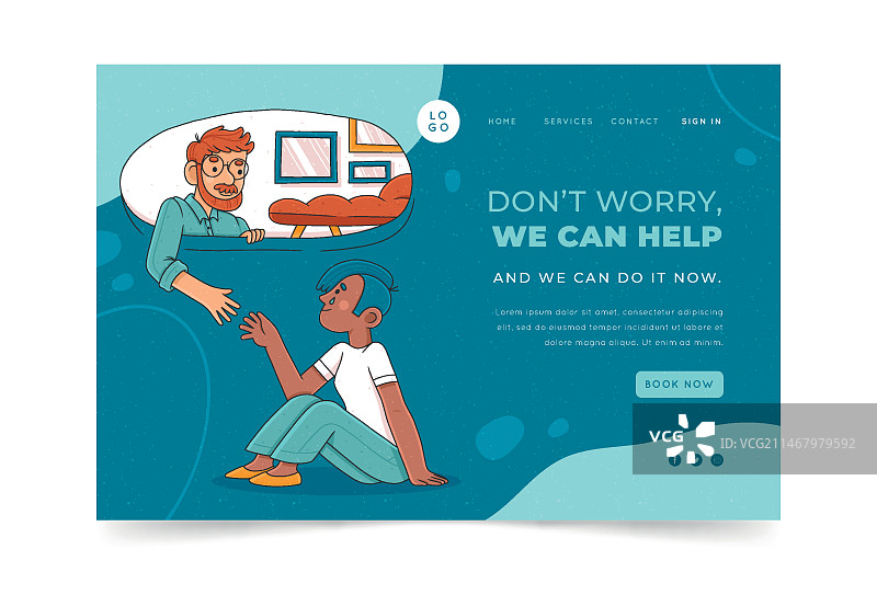 手绘心理健康着陆页图片素材