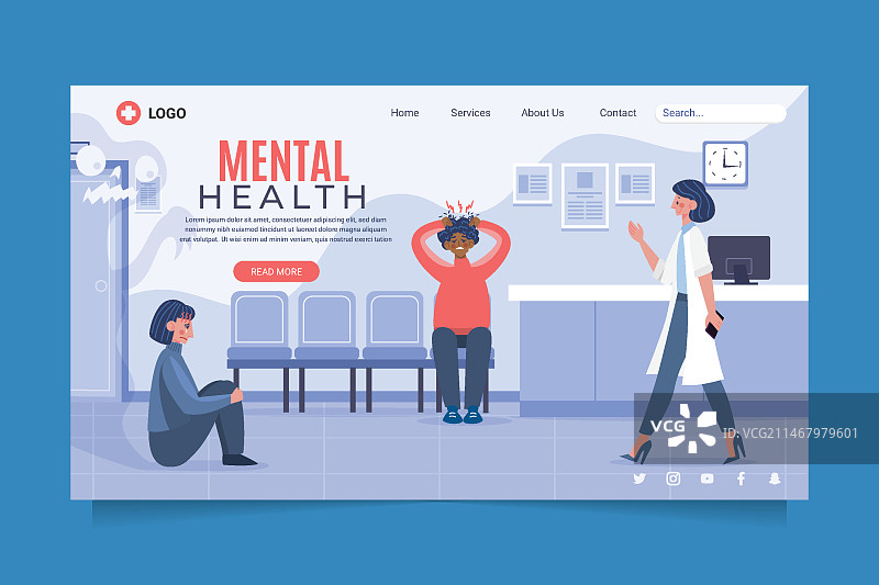 扁平风格心理健康引导页图片素材
