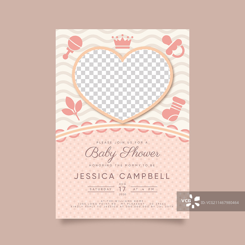 女婴派对邀请函模板图片素材