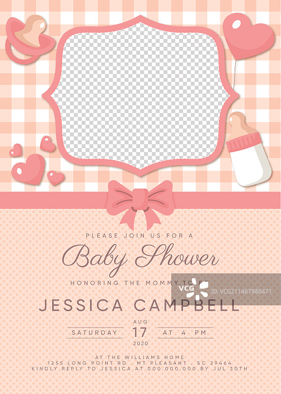 女婴欢迎派对邀请函模板图片素材